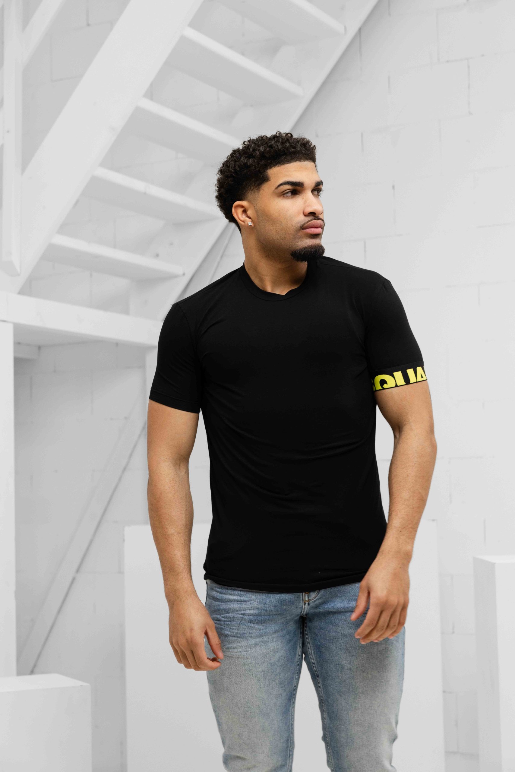 Dsquared2 Round Neck T-Shirt Heren Zwart/Geel