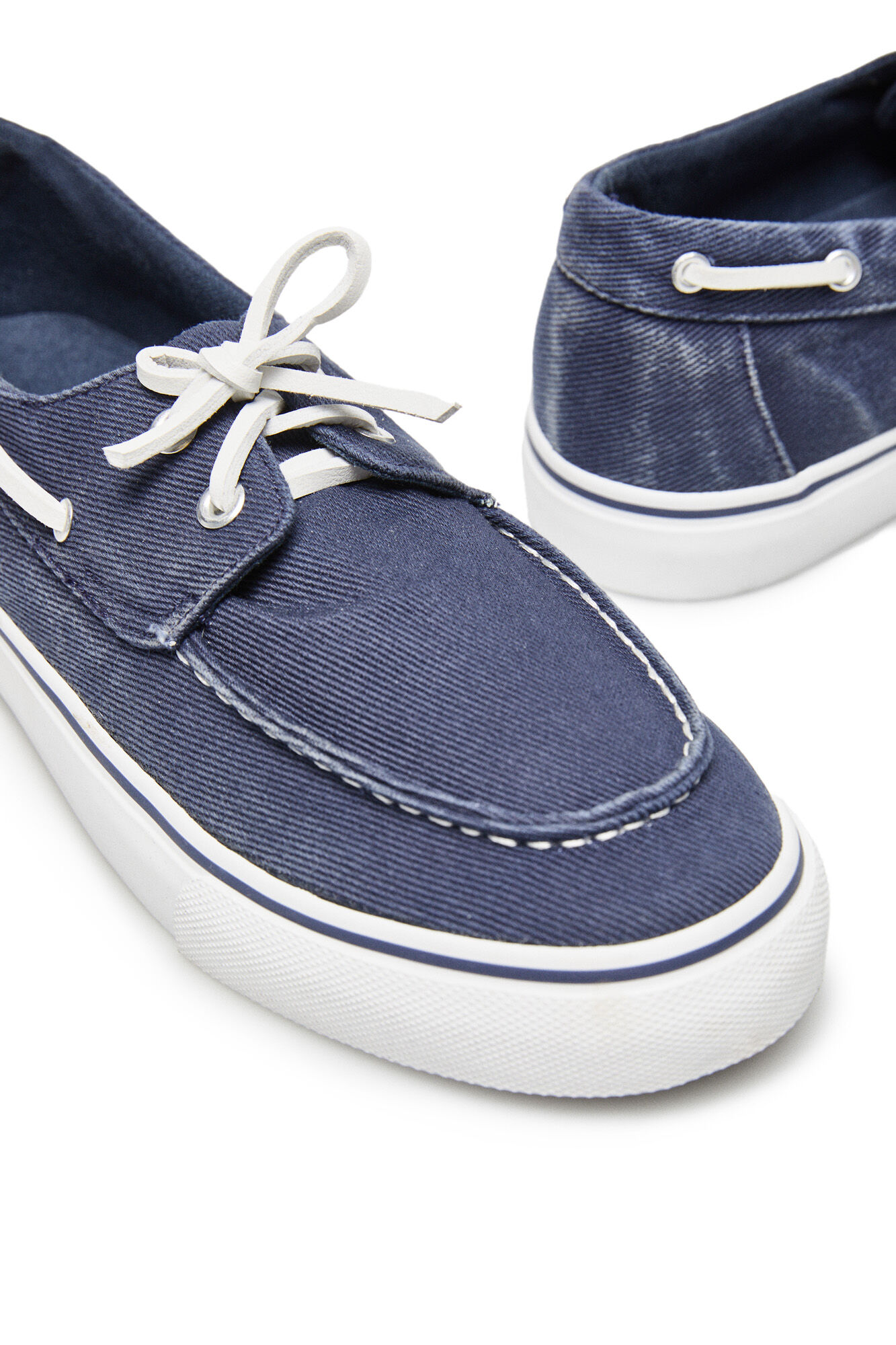 Zapato náutico algodón lavado - Azul marinho