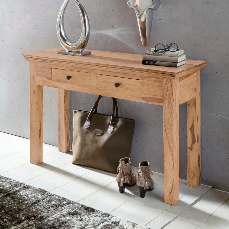 KADIMA DESIGN Multifunktionale Konsole im Landhausstil, Akazienholz, 110x40 cm - Platzsparend