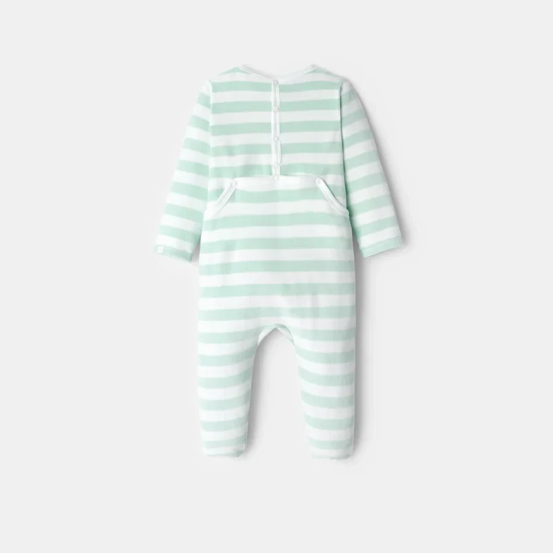 Dors-bien velours rayé bleu bébé mixte Bleu