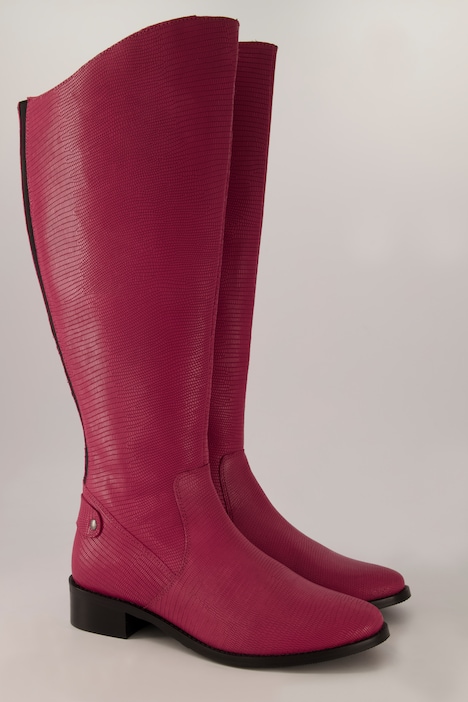 Lederstiefel, XL-Schaft, Schlangenprägung, Weite H