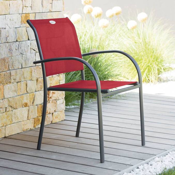 Fauteuil de jardin empilable PIAZZA Grenade & Graphite