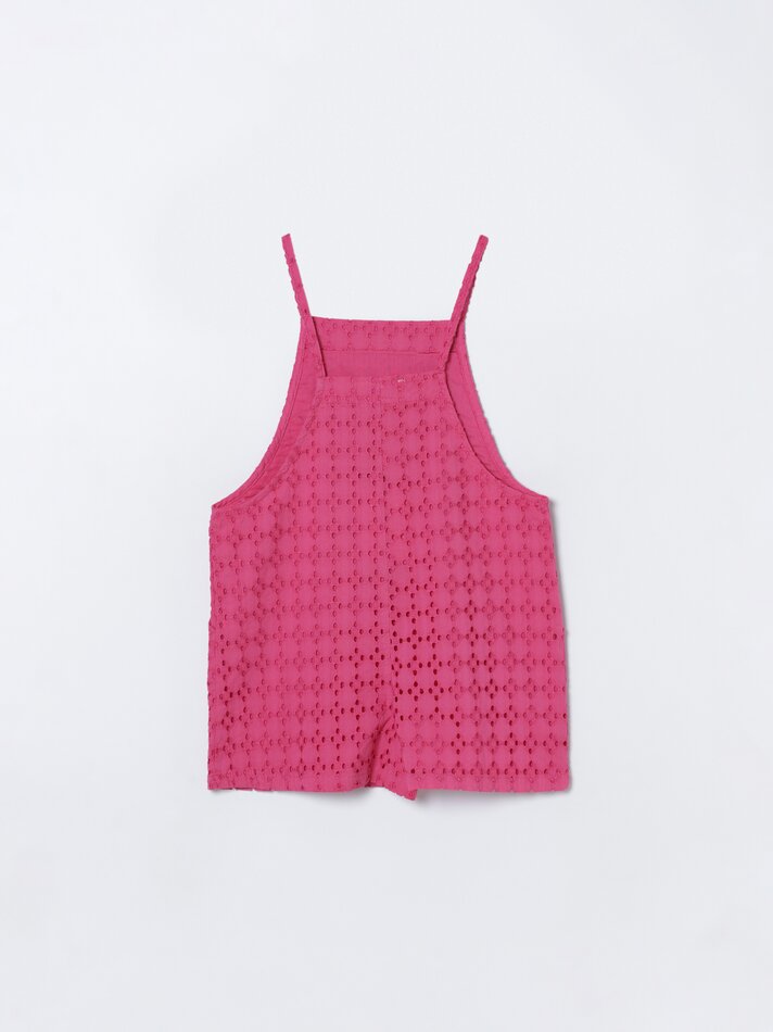 Babador suíço bordado - Rosa
