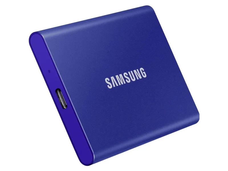Samsung T7 MU-PC2T0H - SSD - krypteret - 2 TB - ekstern (bærbar) - USB 3.2 Gen 2 (USB-C stikforbindelse) - 256-bit AES - indigoblå