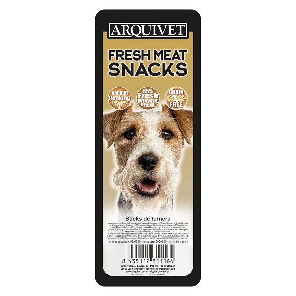 Barrinhas de Carne Fresca para Cães Arquivet Snacks 