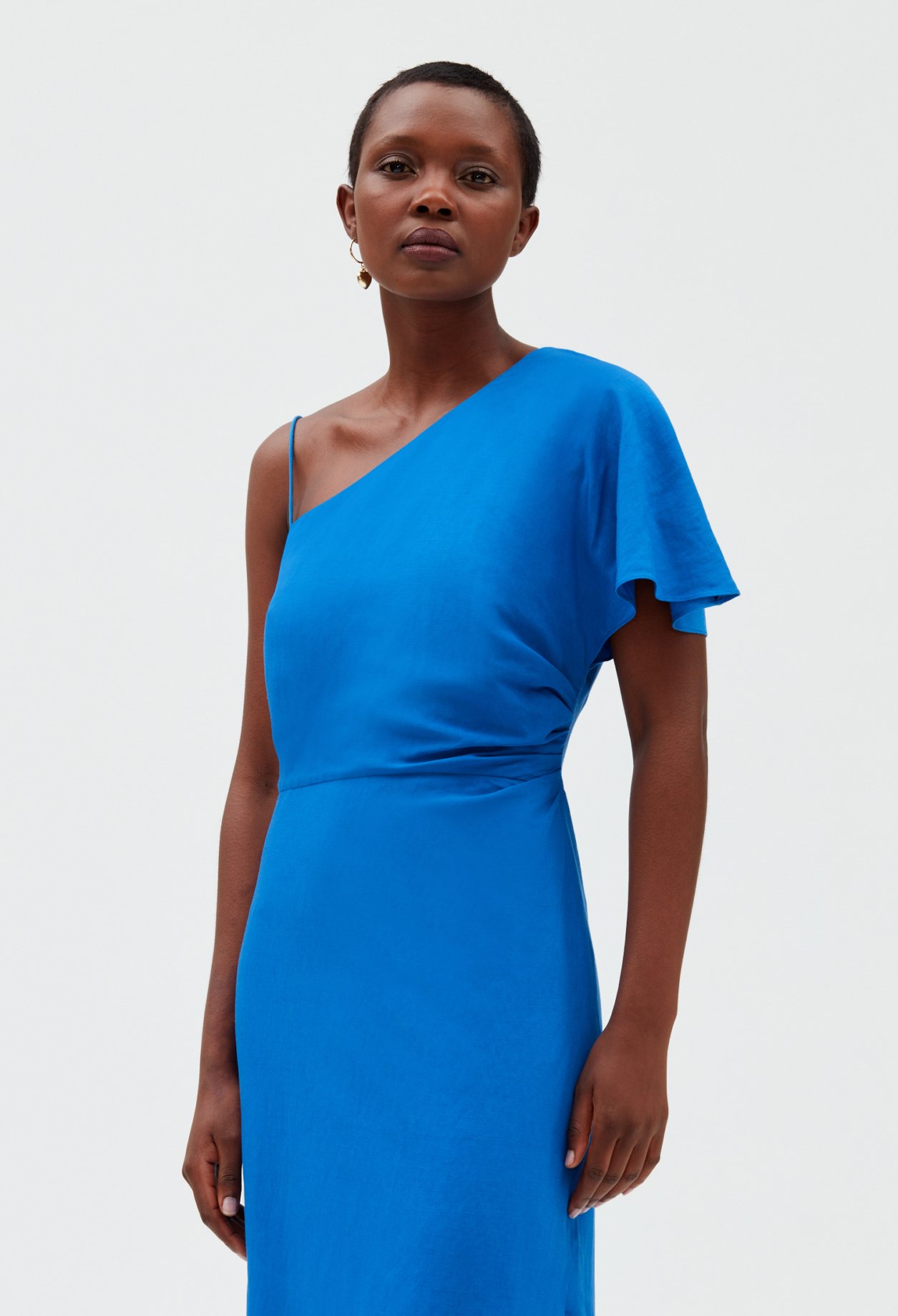 Robe midi asymetrique bleue
