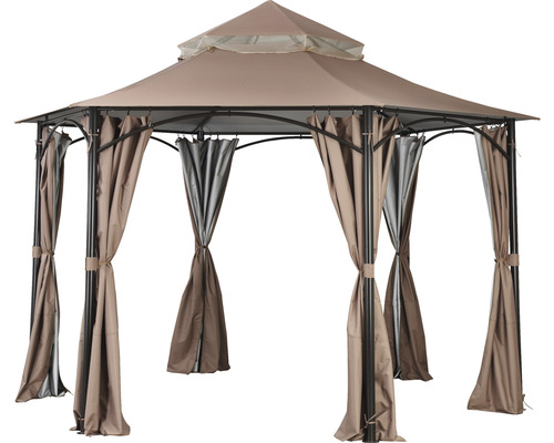 Gazebo Hexagon Joana Garden Place 3,3 x 3 m donkerbruin