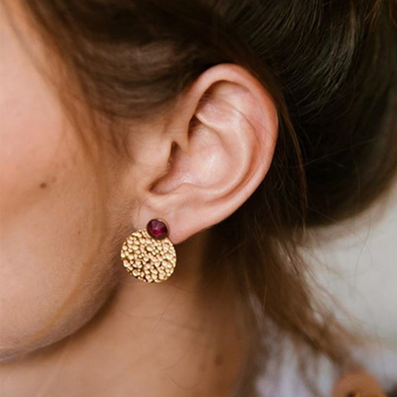 Boucles d'oreilles en acier dorées ornées de cristaux Swarovski avec pierres Crystal