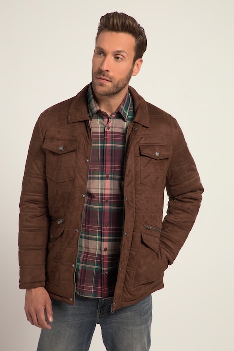 Steppjacke, Outdoor, Mikro-Suede, Hemdkragen, viele Taschen, warm gefüttert