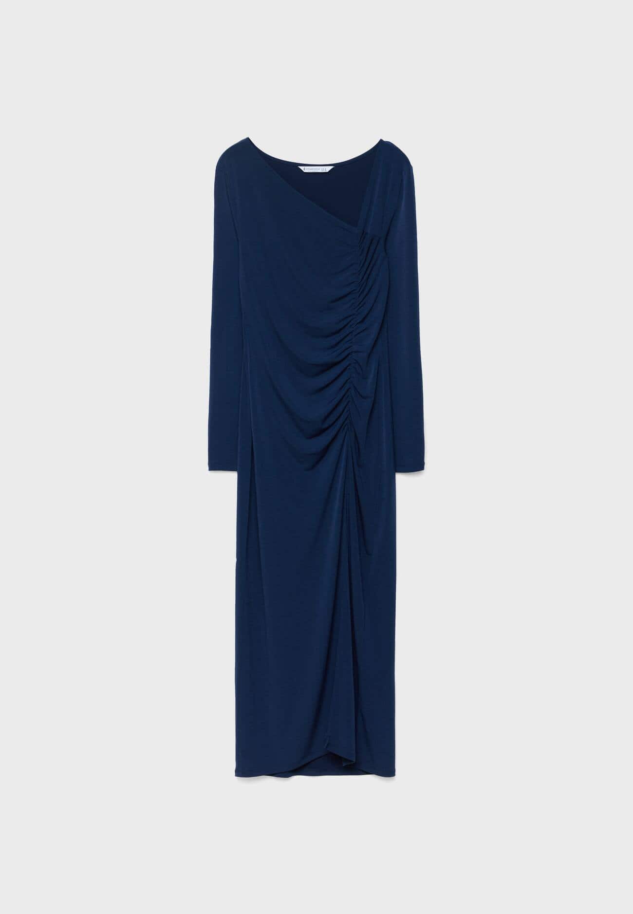 Vestido midi com decote assimétrico