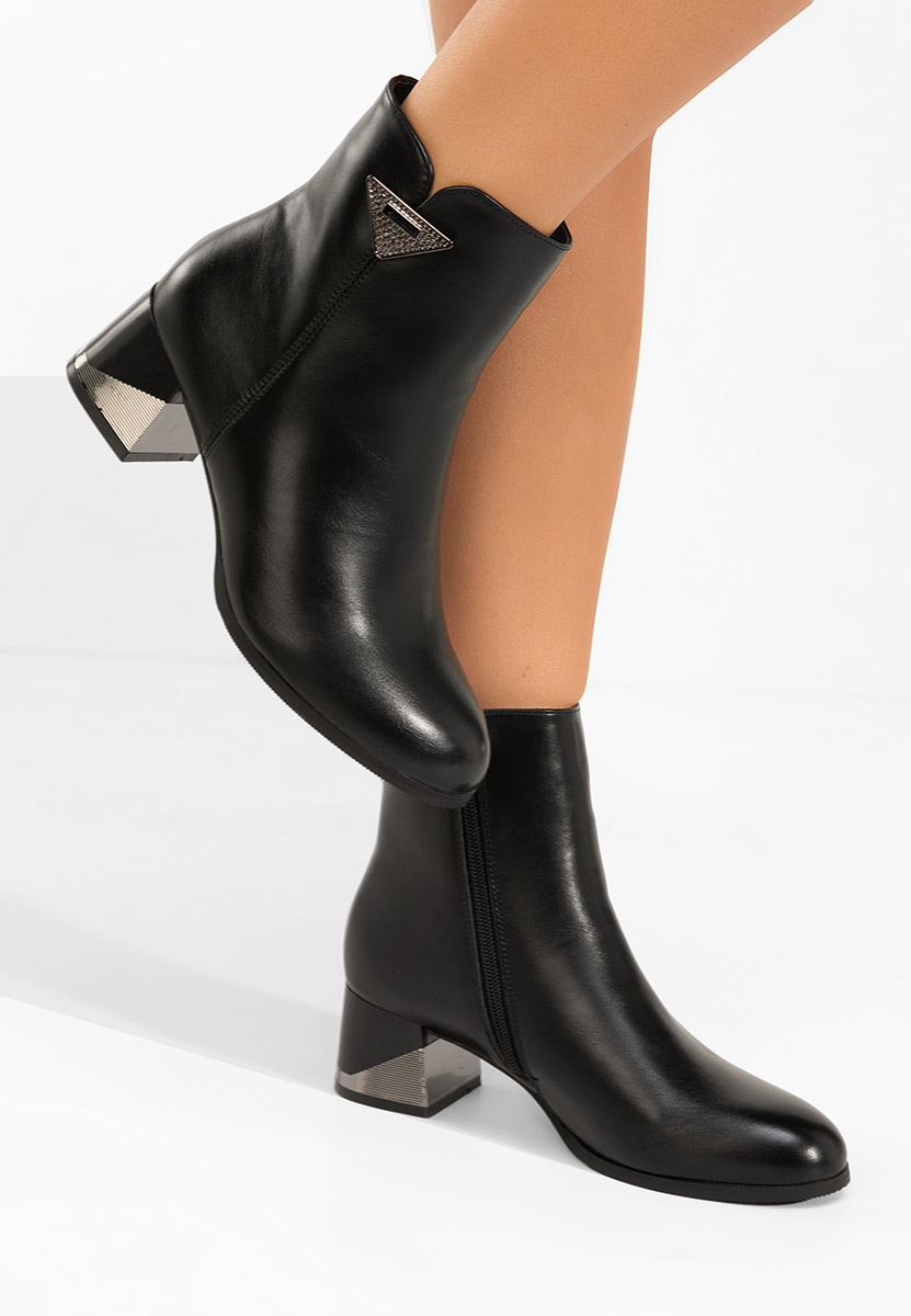 Bottines à gros talon noires Velisara