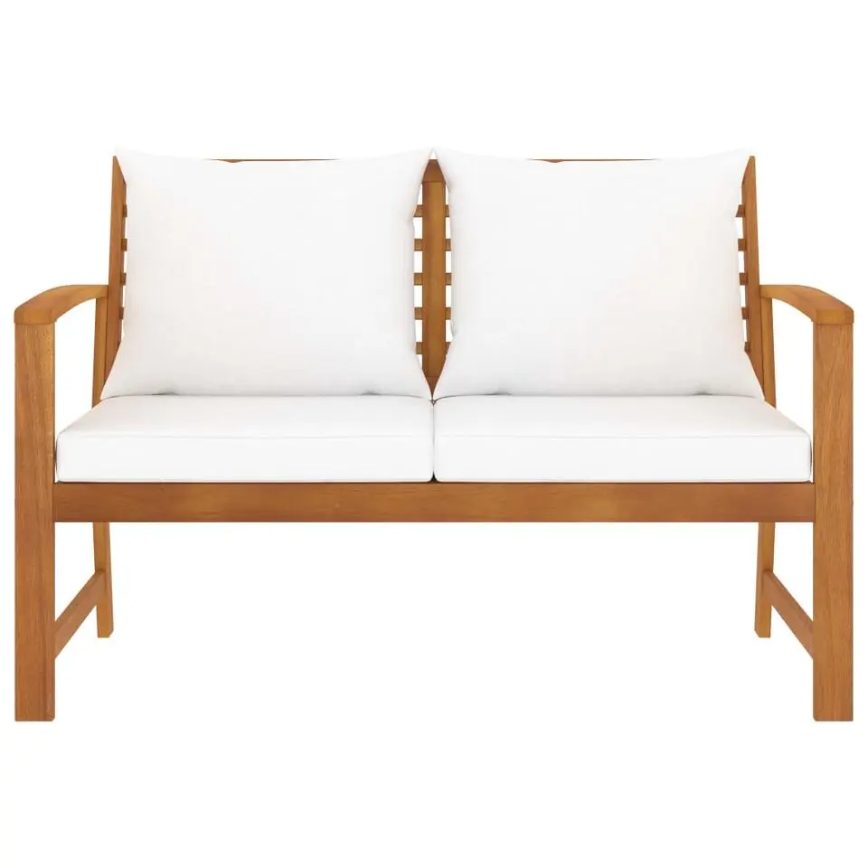 vidaXL - Tuinbank - Crème - Acaciahout - 120 cm - Met kussen