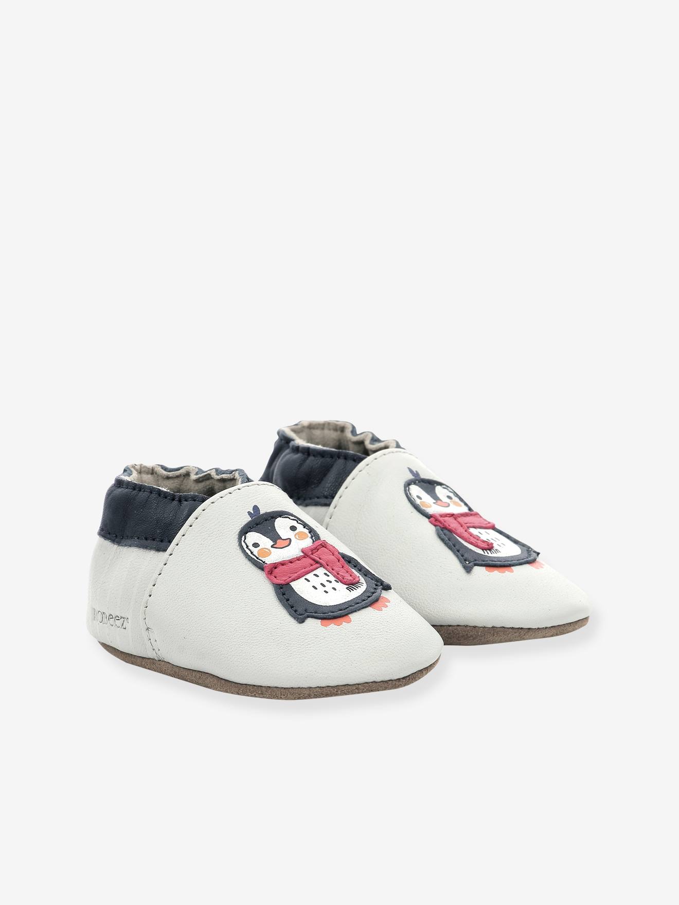 ROBEEZ© Cold Friend 946800-10 Pantufas Flexíveis de Couro para Bebê Cinza