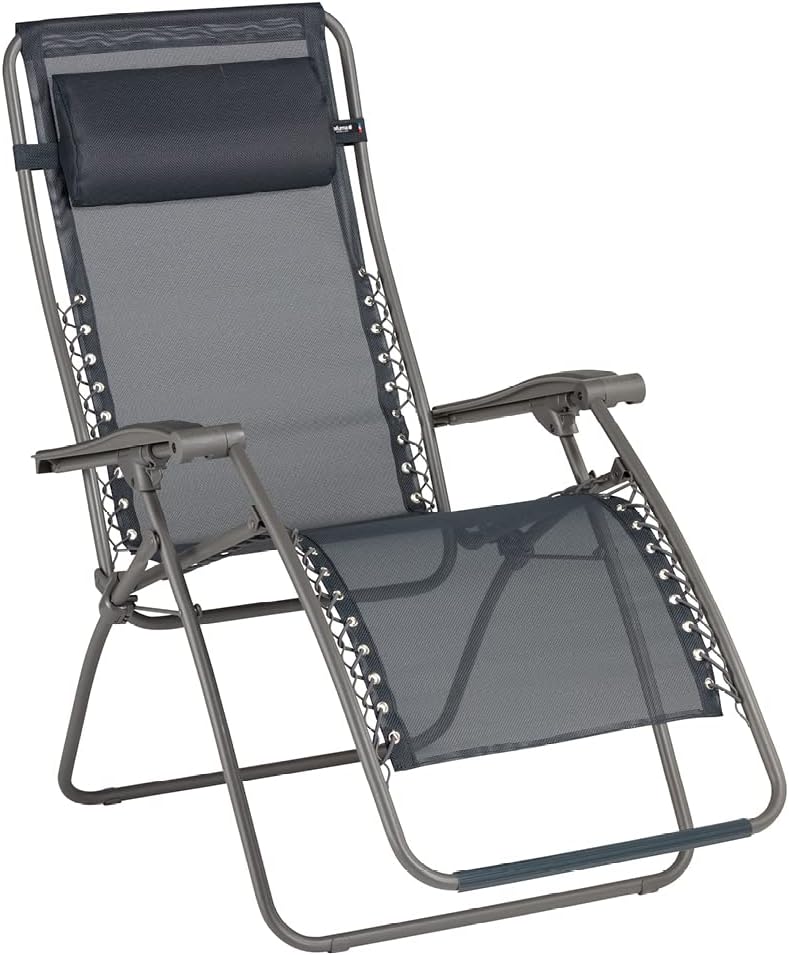 Lafuma Mobilier - Gepolsterter Relaxsessel Zero Gravity RSXA - Klappbarer Liegestuhl für Terrasse und Garten - Strapazierfähiges Batyline®-Gewebe - Mehrpositionenliege, Komfortabel, Frankreich - Grau QG1951108