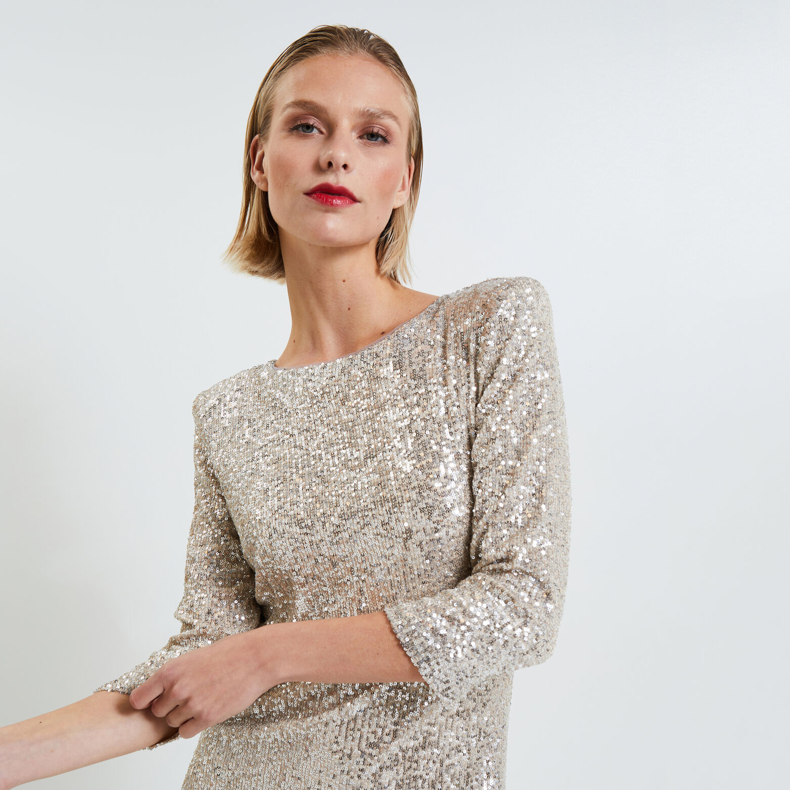 Robe longue sequins femme