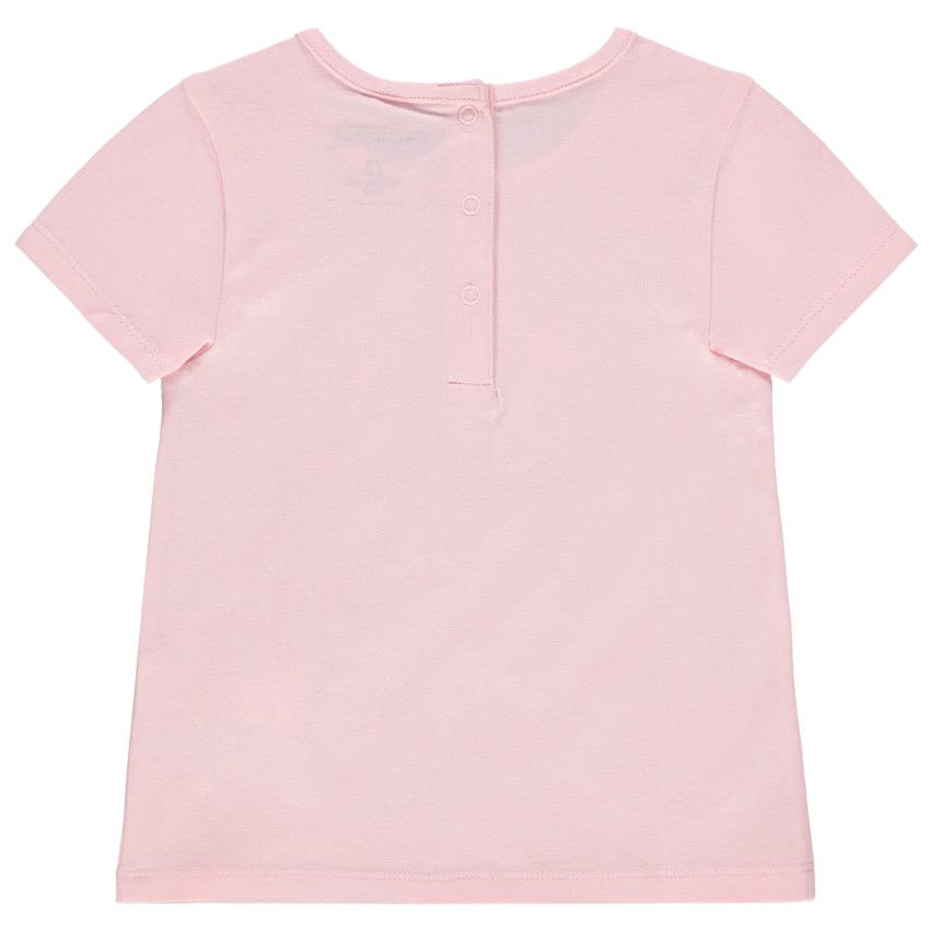 T-shirt manches courtes en coton à motif printé - Rose