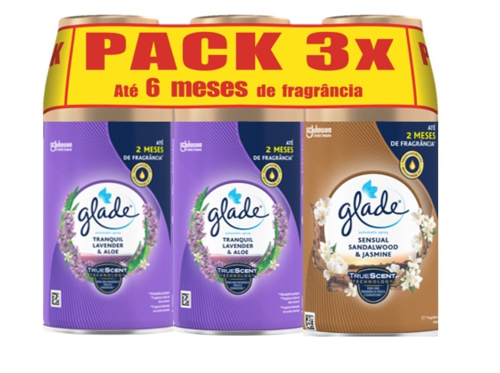 AMBIENTADOR GLADE AUTOMATIC RECARGA LAVANDA JASMIN E SANDALWOOD 3X269ML
