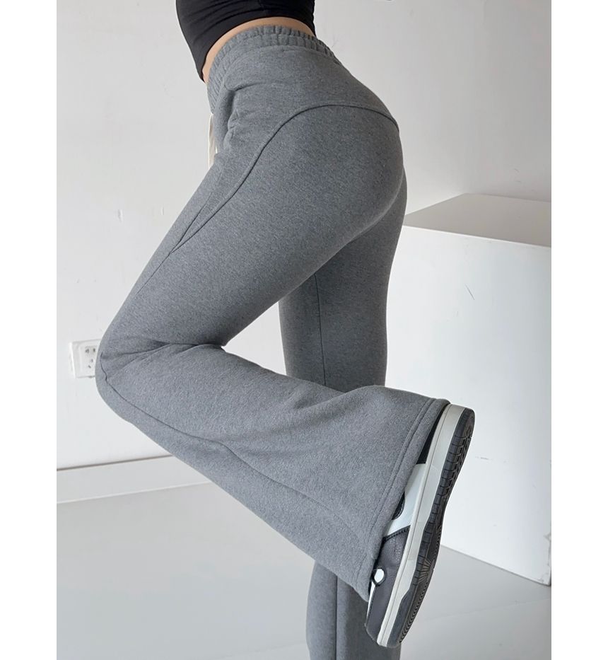 Ulark - High Rise Plain Flared Sweatpants