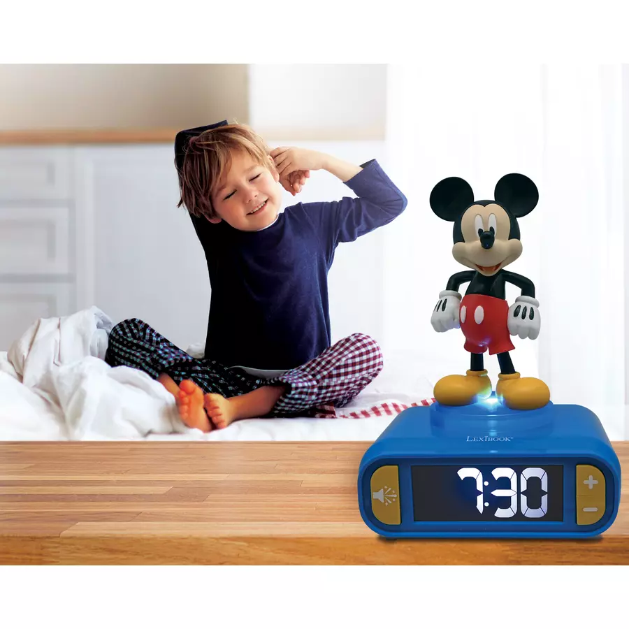 LEXIBOOK Mickey Mouse Wecker mit 3D Nachtlicht-Figur und besonderen Klingeltönen