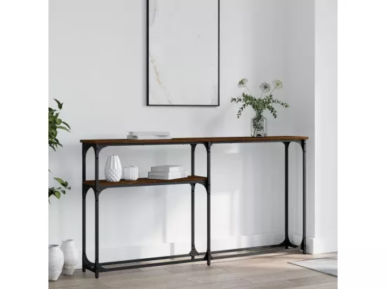 Table console chêne marron 145x22,5x75 cm bois d'ingénierie