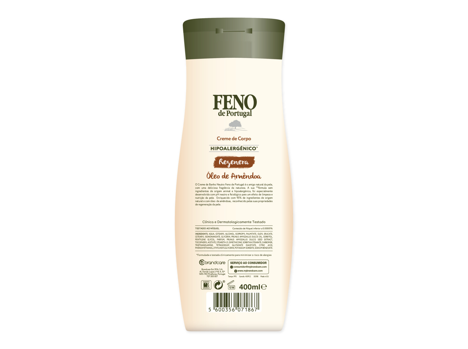 CREME DE CORPO FENO PORTUGAL ÓLEO DE AMÊNDOA 400ML