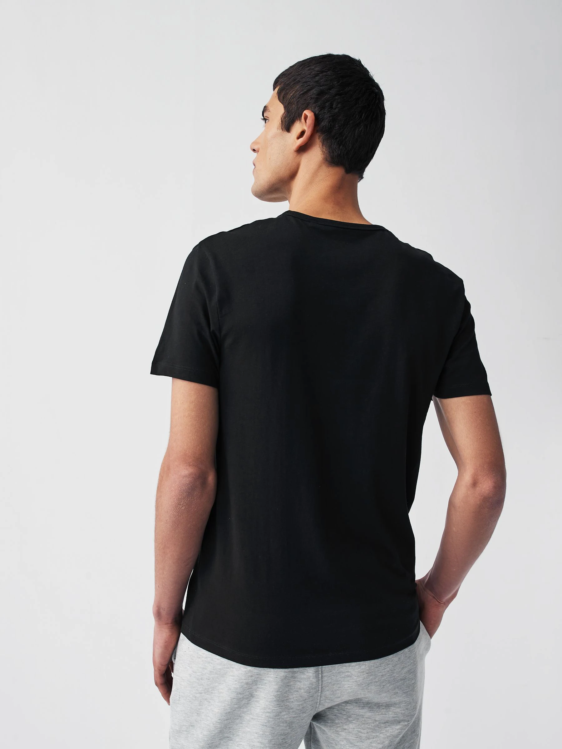 Zwart - Slim Fit - Set van 2 100% katoenen T-shirts met laagjes