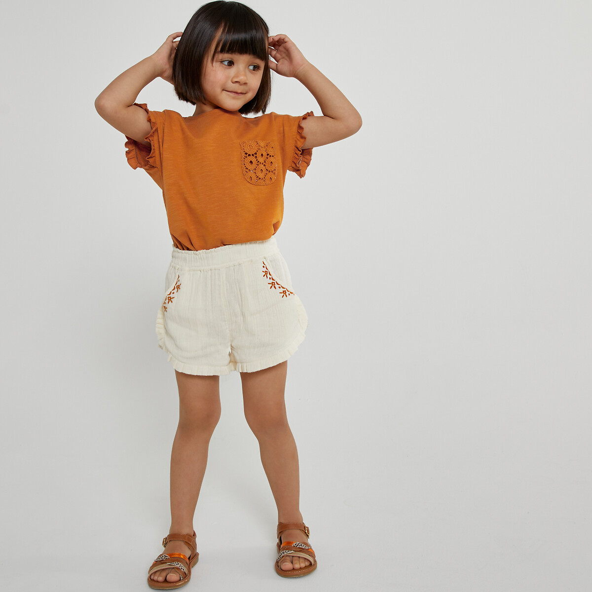 COLEÇÃO LA REDOUTE<br>Conjunto de 2 camisetas de manga curta com babados