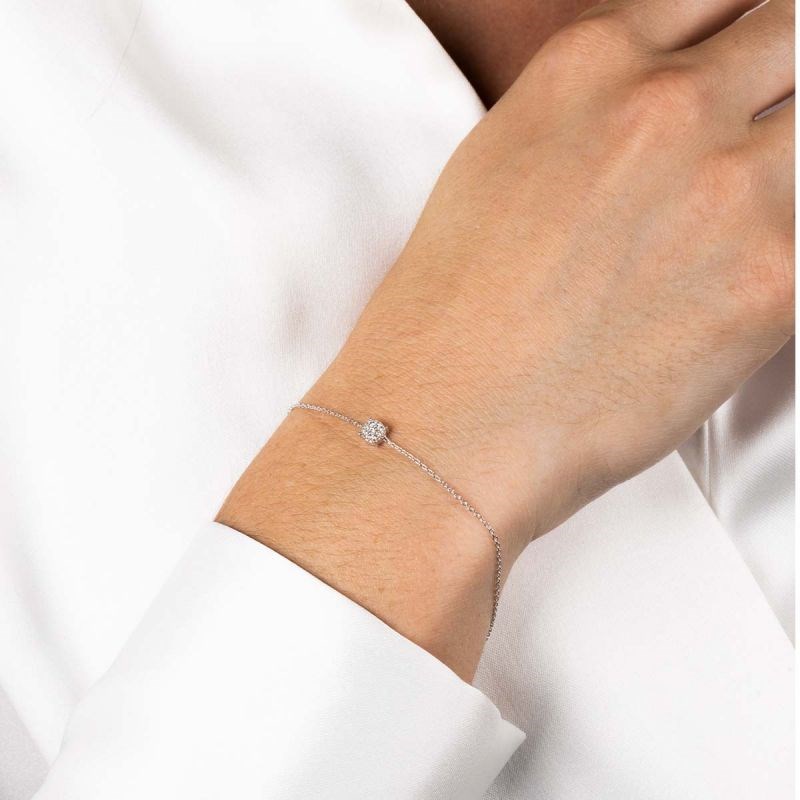 Bracelet Or Blanc et Diamants 0,05 carat 