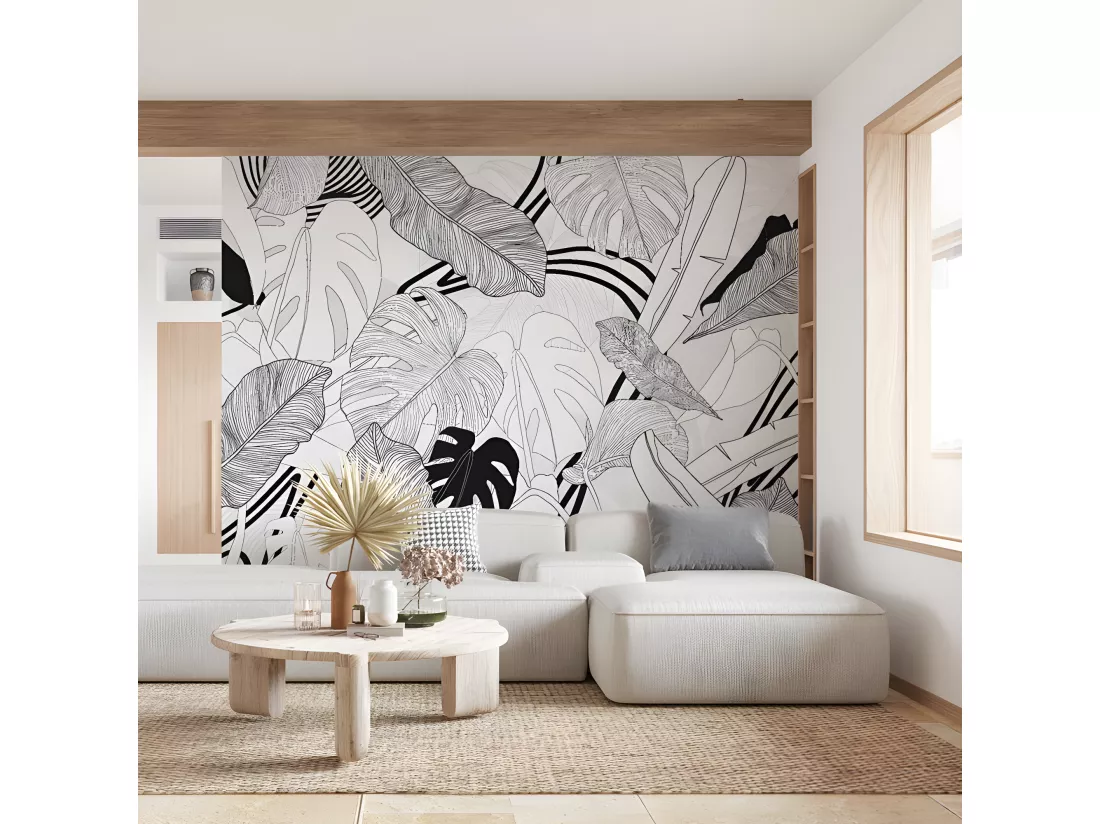 Papier Peint Panoramique L336xH270cm - Borneo B&W - Papier intissé 150gr/m2
