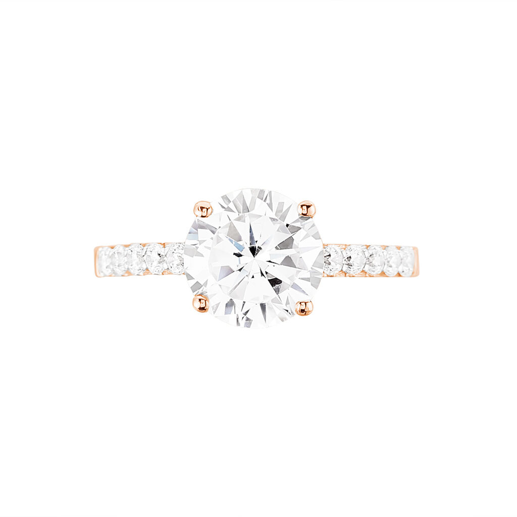 Bague Solitaire Alisia Or Rose Oxyde De Zirconium