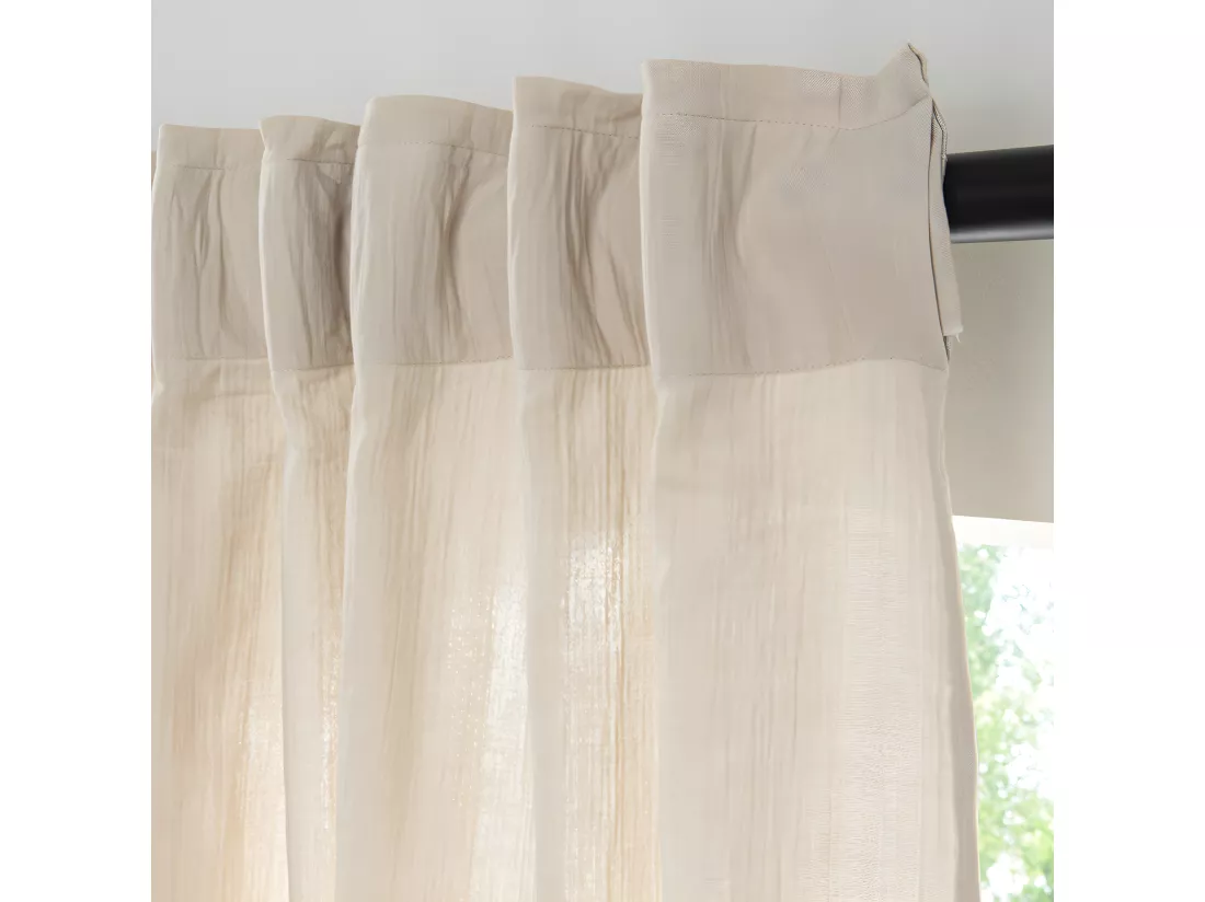 Rideau uni en gaze de coton pattes cachées à l'unité 140x260cm beige