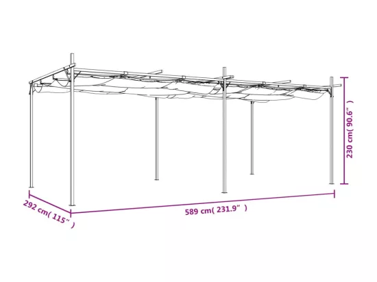 Pergola avec toit rétractable crème 589x292x230 cm