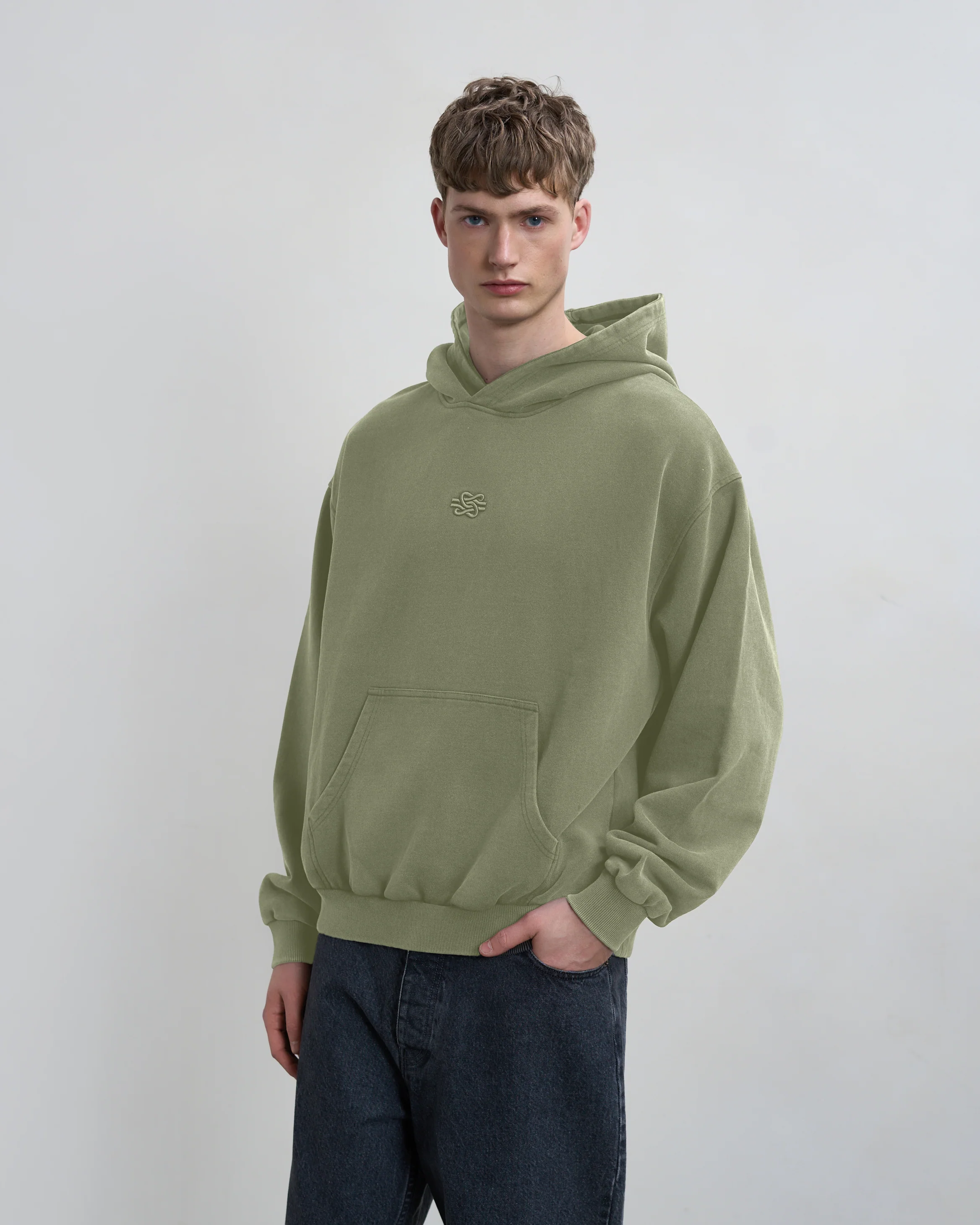 Hoodie Boxy Embroidered Tea