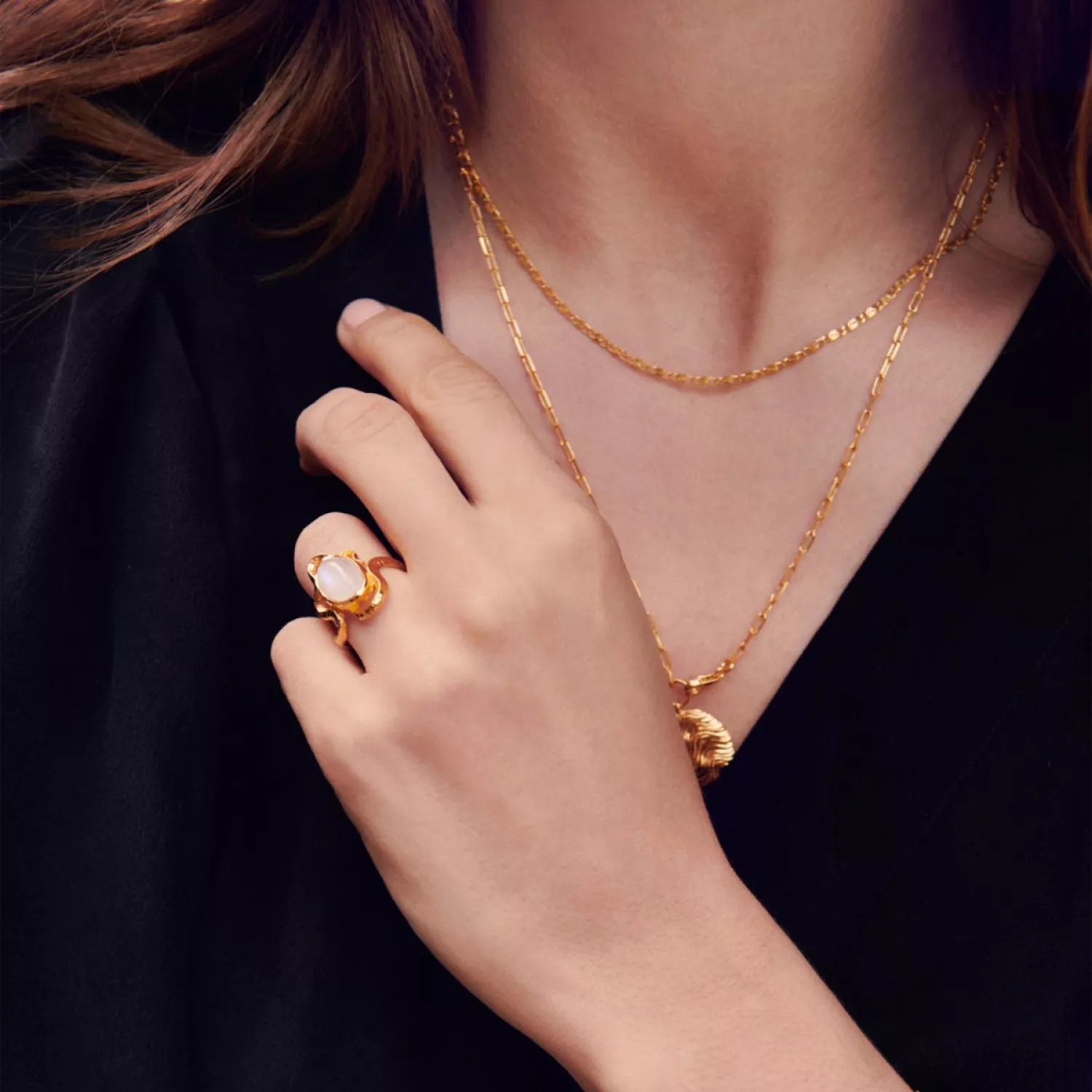 Maanesten Eva Choker Halskæde 18 kt. Forgyldt Sølv 2550a