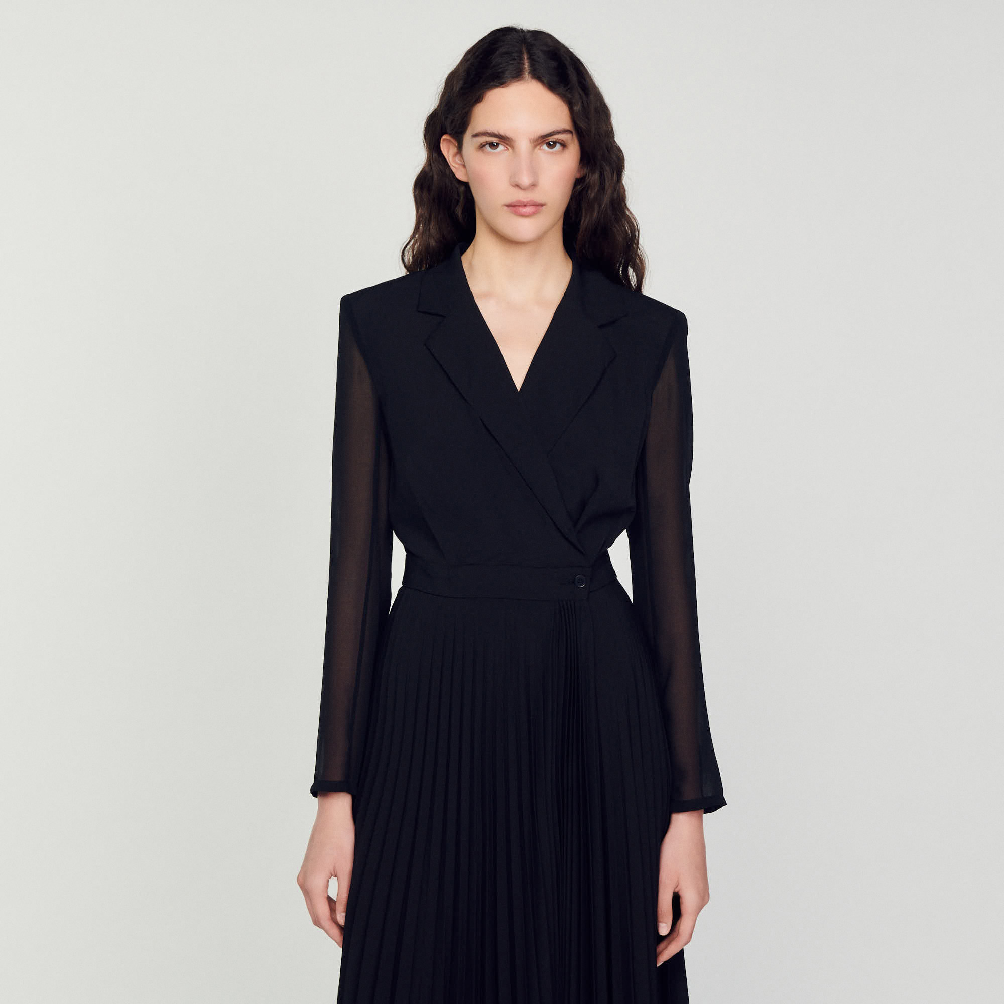 Robe bi-matiére á manches longues