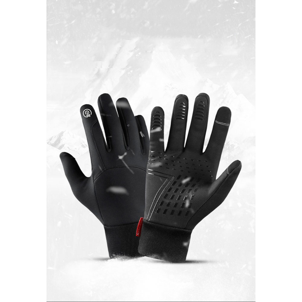 (1 Paar) Gr. L Kapazitive Outdoor Touch Handschuhe Wetterfest - Schwarz
