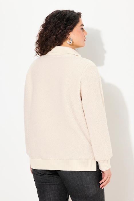 Troyer, Teddyfleece, Stehkragen, Zipper, Langarm