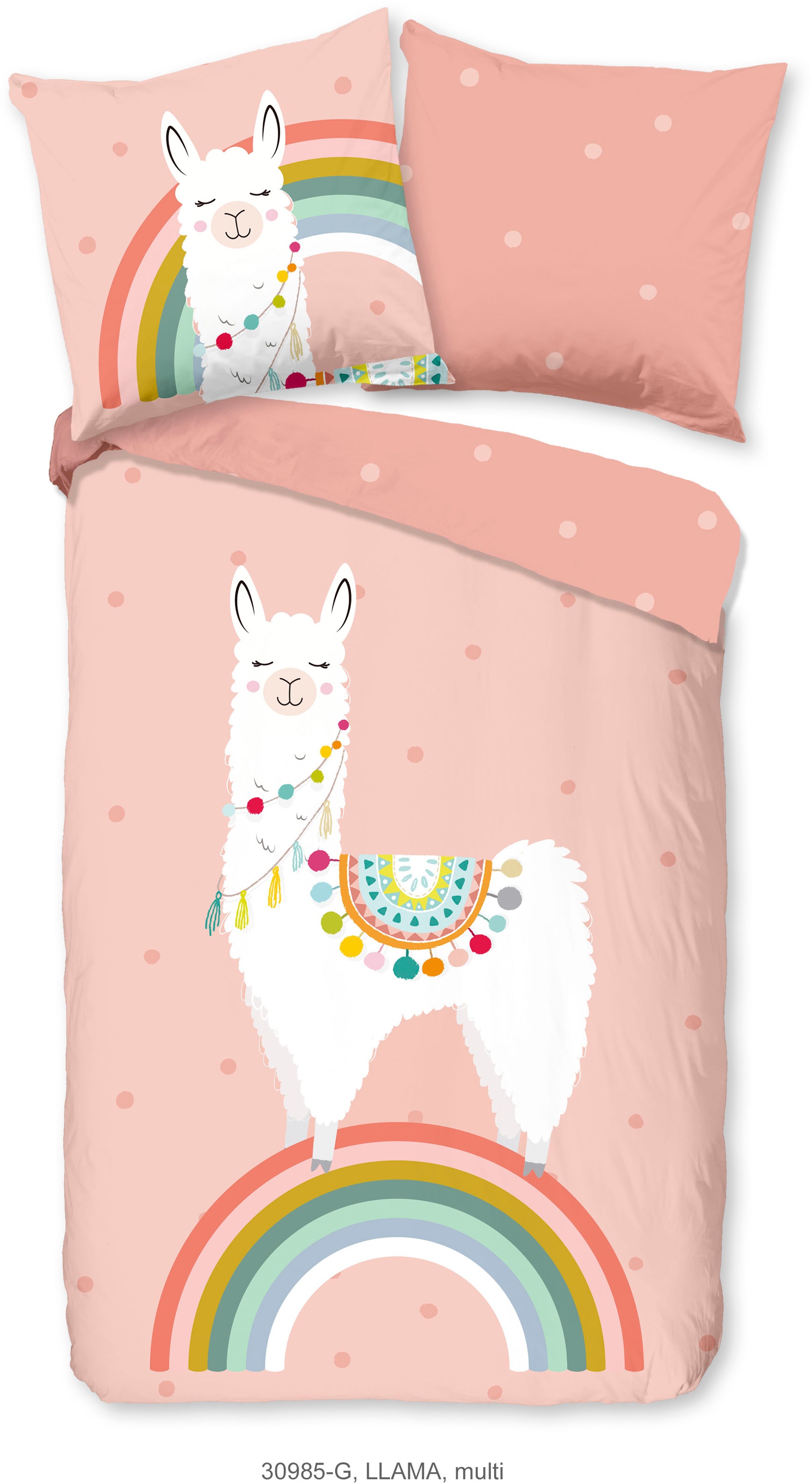 good morning Kinderbettwäsche »Llamaa« 2 Stk. tlg. Baumwolle, 135x200, Reissverschluss, Wende, Kind, Mädchen, Lama, Rosa