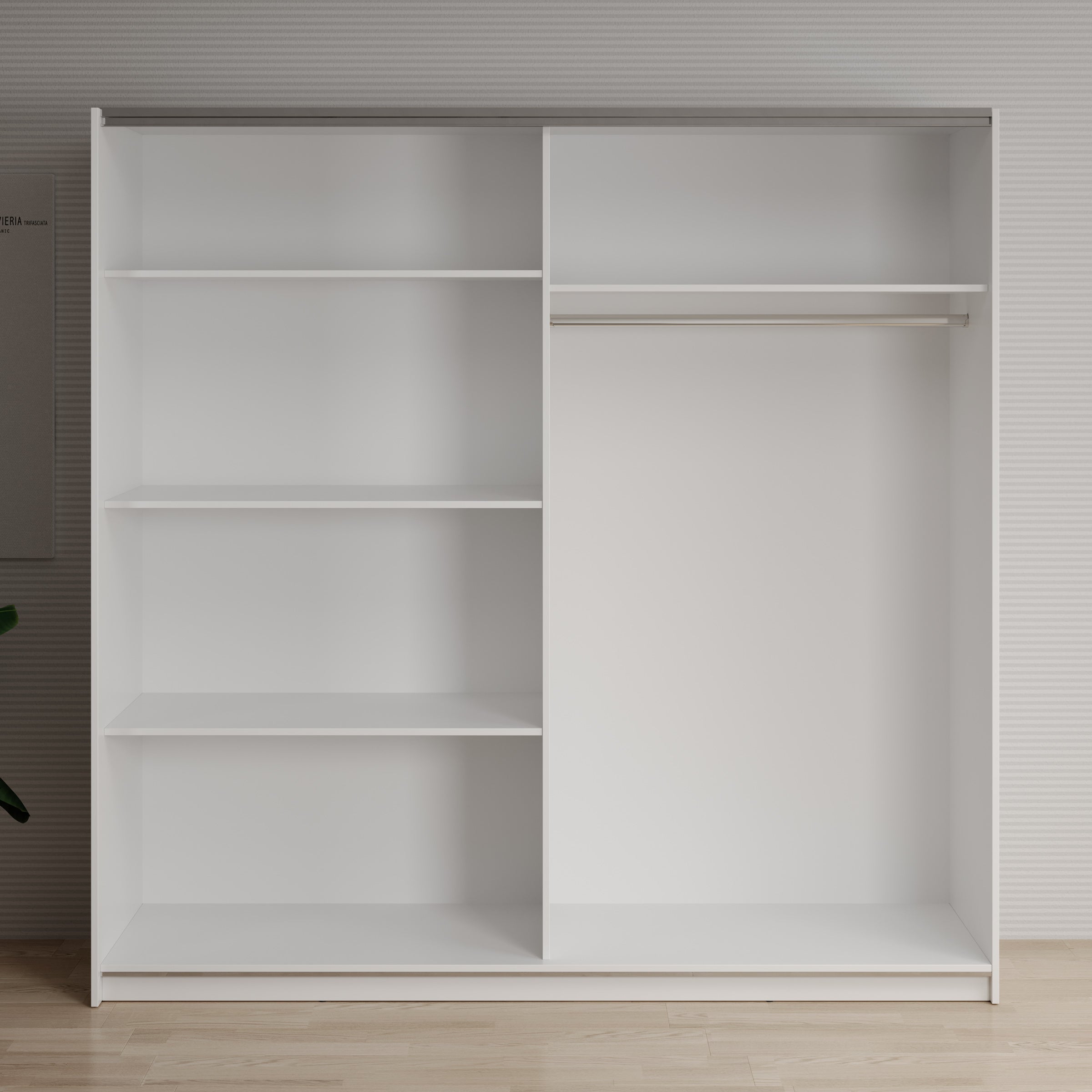 Deliryon - Kledingkast met schuifdeuren - Wit - 200x62x199 cm