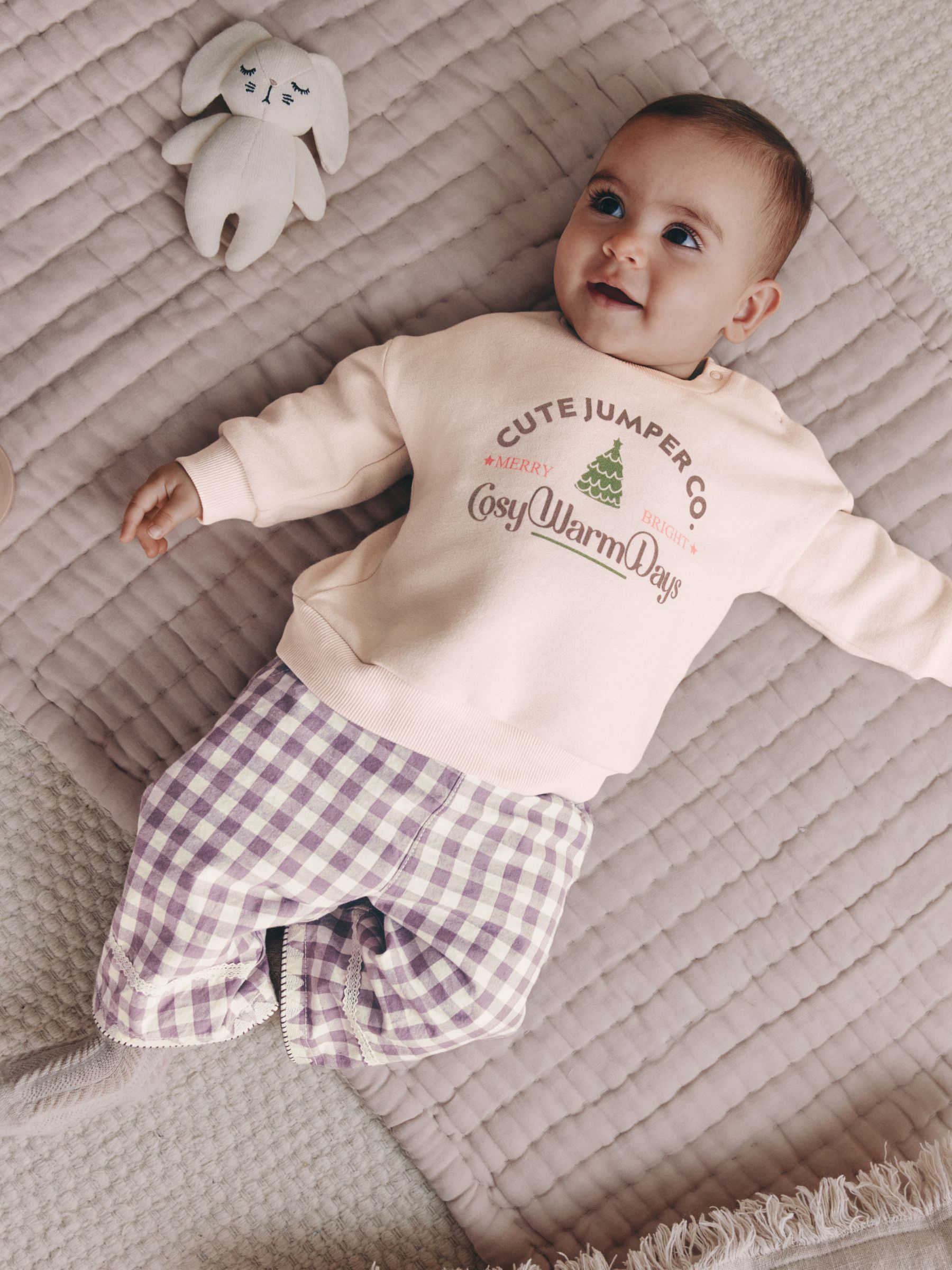 Roze - Baby Kerstmis Trui en Broeken 2 Pieces Set (0mnd-2jr)