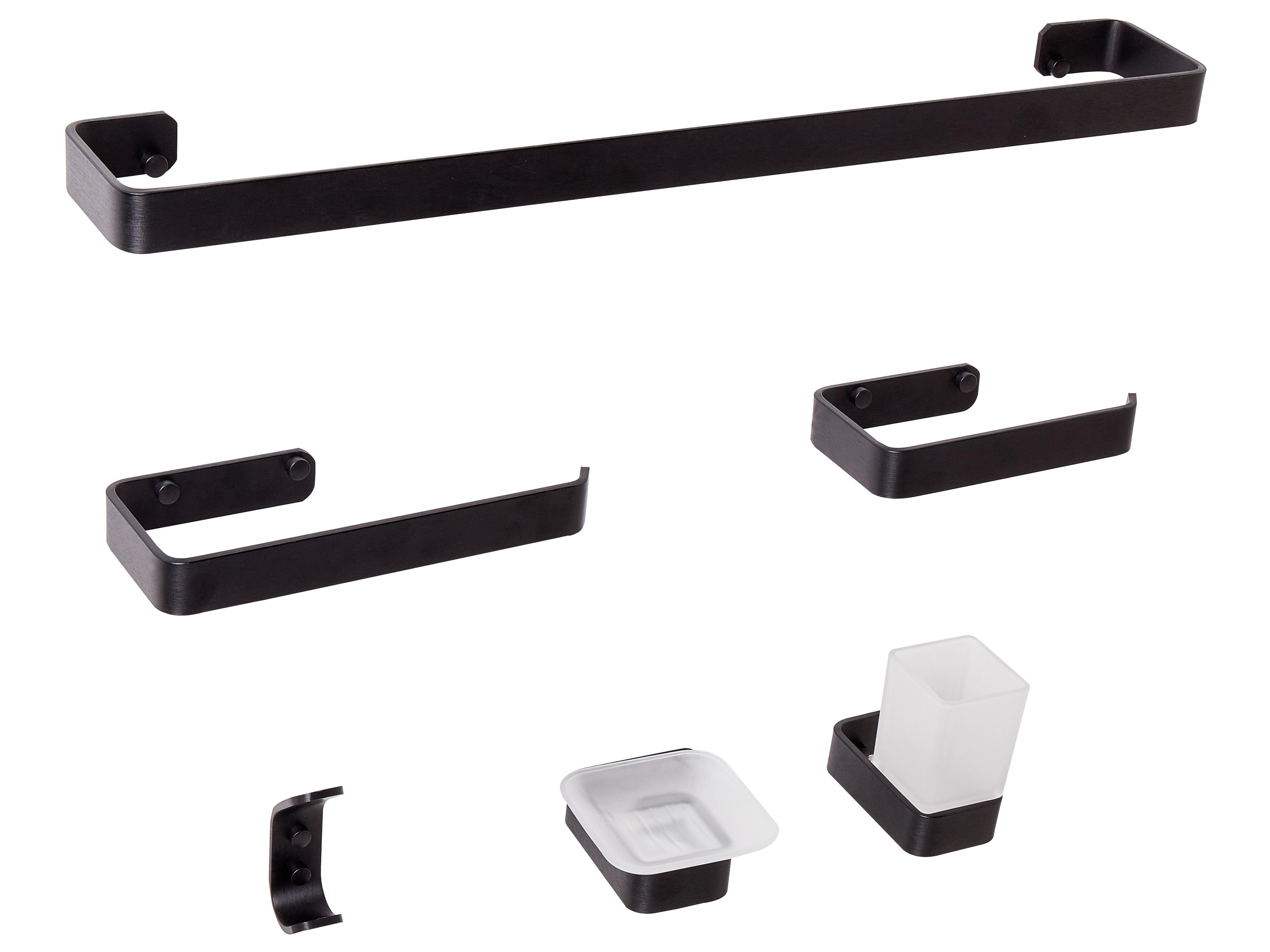 6-delige badkamer hardware set ZORRITOS met handdoekstangen en -haken Metaal Zwart