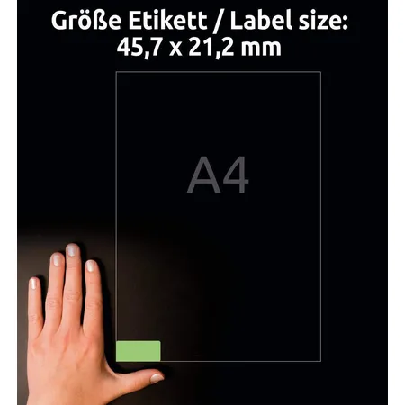 Avery Zweckform L6040-20 Farbige Etiketten,A4 45,7 x 21,2 mm, 20 Bogen/960 Etiketten, grün