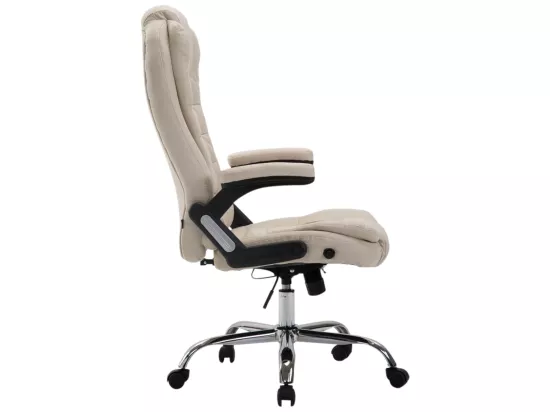 Chaise de bureau - Tissu & Métal chromé - Crème - Thor