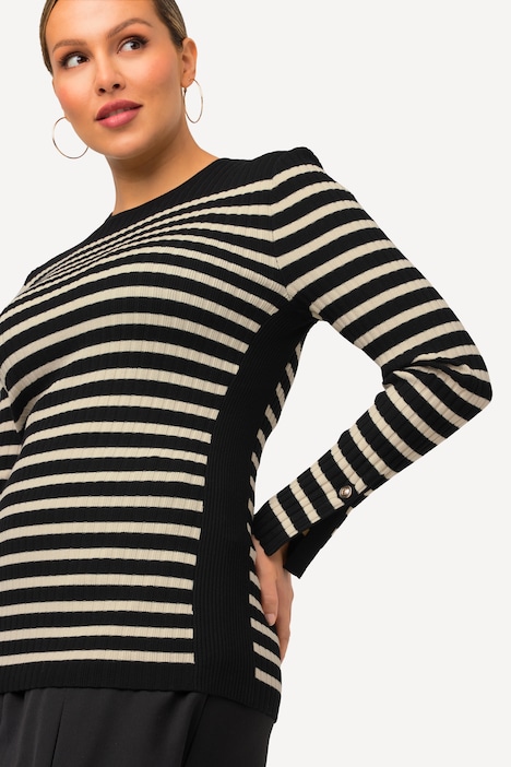 Pullover, Bretonstreifen, Slim, Rundhals, Langarm
