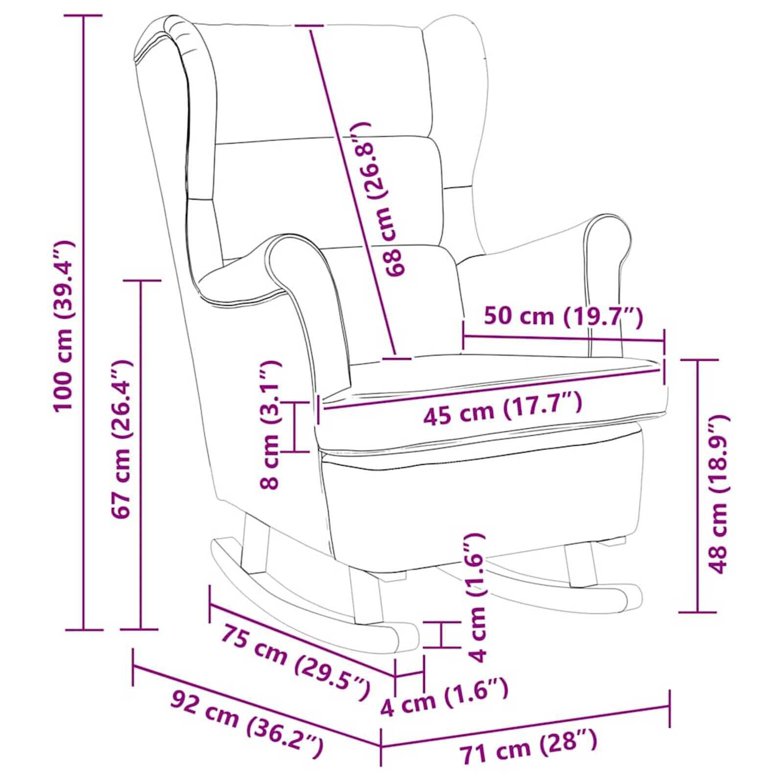 vidaXL Schommelstoel 71 x 92 x 100 cm 100% Polyester, Multiplex