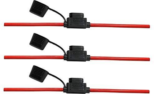 Offgridtec 4 mm² platte zekeringhouder voor auto-bladezekeringen, geïsoleerde rubberen behuizing met waterdicht deksel, 30 A, 25 cm kabel, overstroombeveiliging voor voertuigen, zonne-energie
