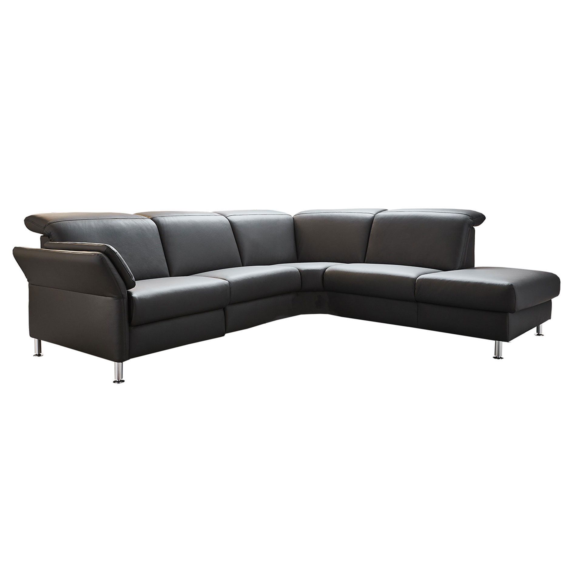 polsterpower Ledersofa - anthrazit - Basismodell - Anstellhocker rechts