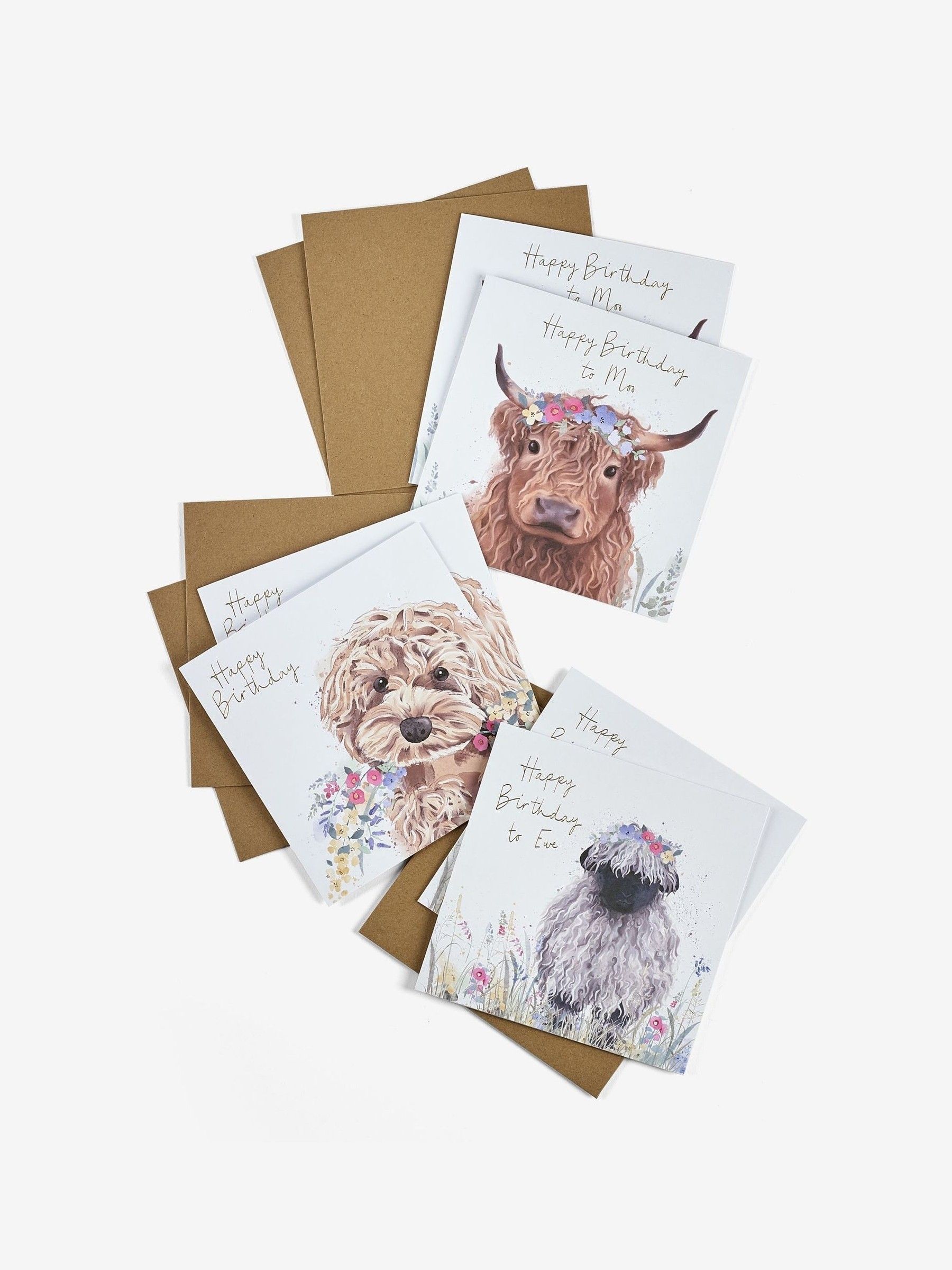 Set van 6 verjaardagskaartjes met leuke dieren