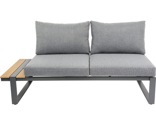 Garden Place Eila loungeset, 237 x 237 cm, 7-zits, 3-delig, inclusief tafel 120 x 70 x 69 cm in houtlook, inclusief lichtgrijze zitkussens