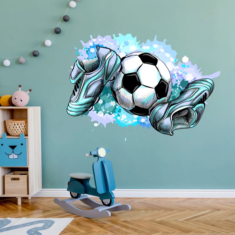 Nikima Wandtattoo 187 Fussballschuhe und Ball in 4 vers. Größen bunt
